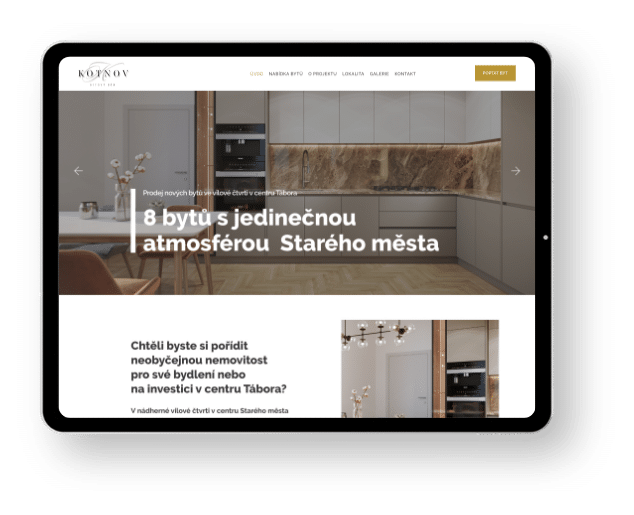 Webové stránky pro Bytový dům Kotnov Tábor od Zest Brand