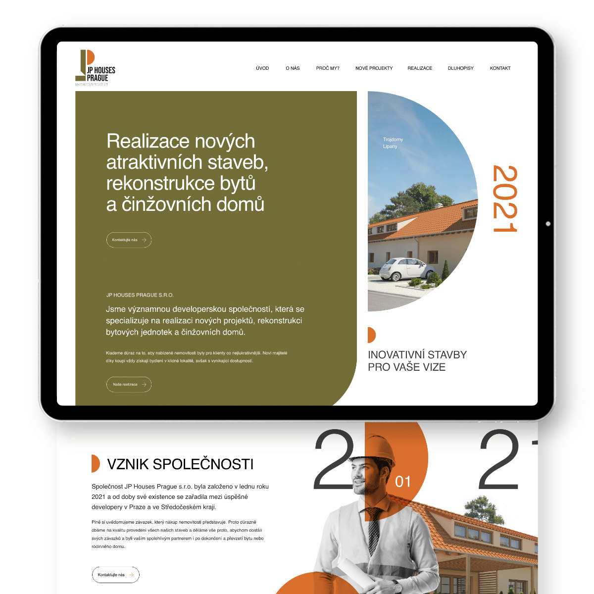 Webové stránky pro developerskou firmu JP Houses Prague od Zest Brand Tábor